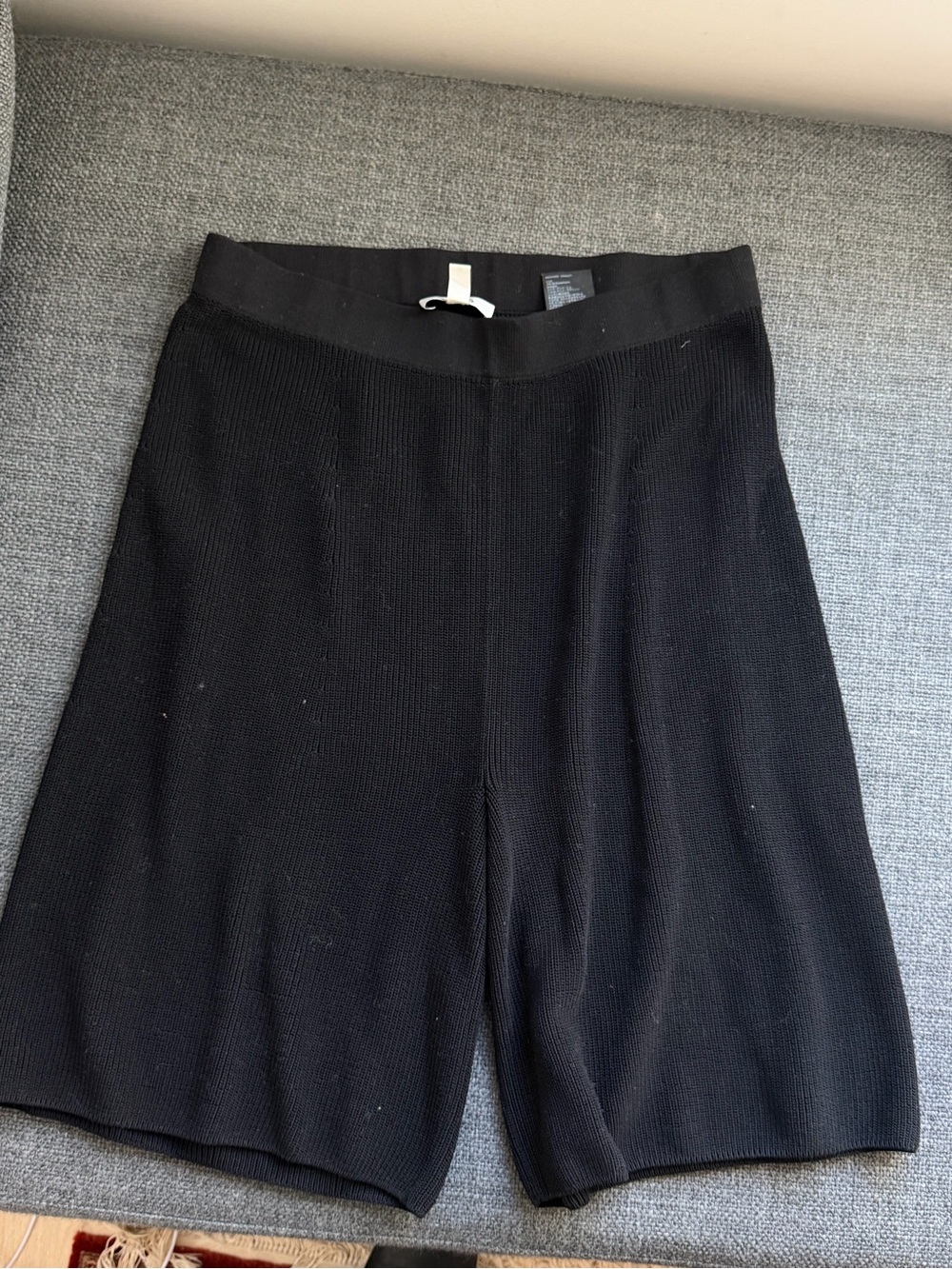 COS Women's Black Knit Wide-Leg Long Shorts, M